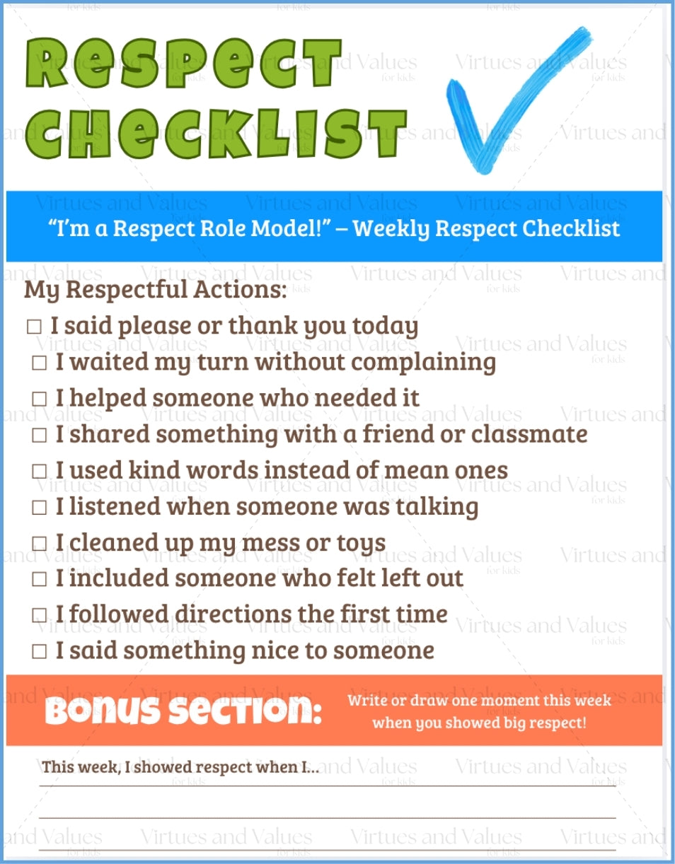 Respect Resources – Virtues and Values for Kids
