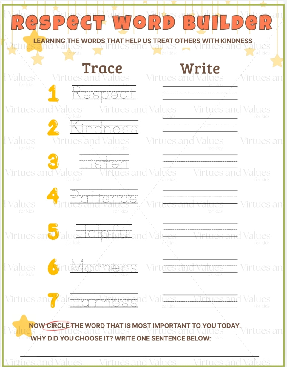Respect Resources – Virtues and Values for Kids
